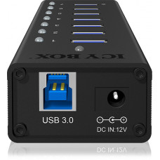 RAIDSONIC ICY 7-Port USB 3.0 Hub mit USB Ladeport, USB Hub, Schwarz