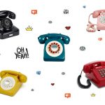 Collage mit Retro Telefonen